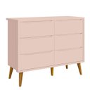 Ver imagem 1 de Cômoda Retrô Theo 6 Gavetas com Kit Pé Madeira – Rosa