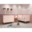 Ver imagem 2 de Cômoda Retrô Theo 6 Gavetas com Kit Pé Madeira – Rosa