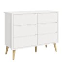 Ver imagem 1 de Cômoda Retrô Theo 6 Gavetas com Kit Pé em Madeira Natural - Branco