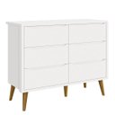 Ver imagem 1 de Cômoda Retrô Theo 6 Gavetas com Kit Pé Madeira – Branco