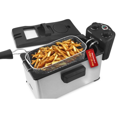 Elite Gourmet Fritadeira Elétrica 3.5 Qt com Cesto Removível e Timer (inox)