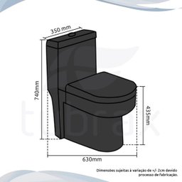 Vaso Sanitário Monobloco Cerâmica Modelo Navies Tubrax - 7