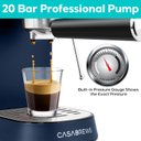 Ver imagem 2 de Casabrews Máquina de Espresso 20 Bar com Vaporizador de Leite (azul Safira)