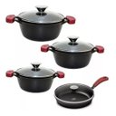 Ver imagem 1 de Conjunto Jogo Panelas Ferro Fundido 4 Peças Tampa Vidro Mta