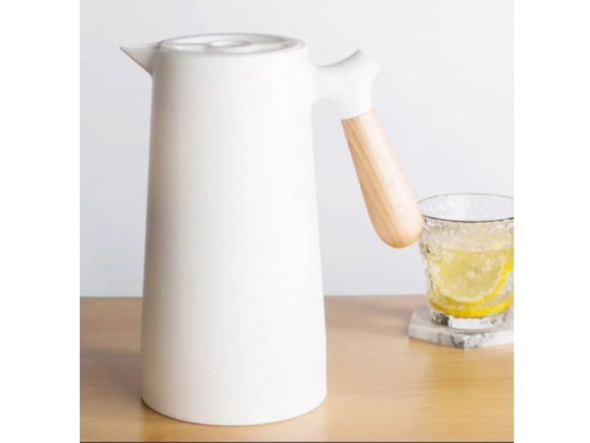 GARRAFA TERMICA BRANCA NORDICA CABO MADEIRA ANTI VAZAMENTO:Branca - 2