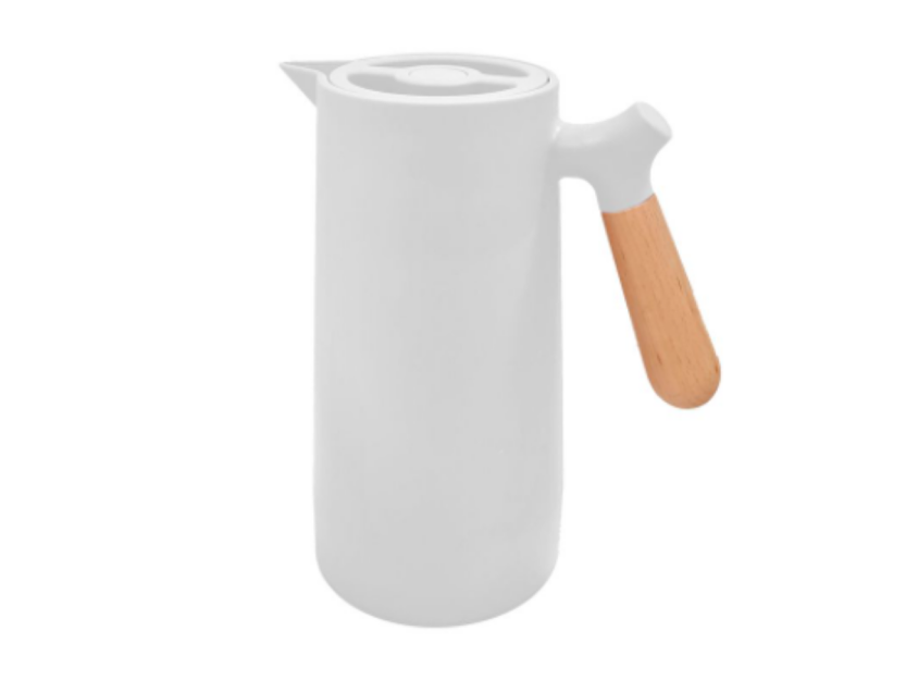 GARRAFA TERMICA BRANCA NORDICA CABO MADEIRA ANTI VAZAMENTO:Branca