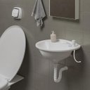 Ver imagem 2 de Pia Lavatório Banheiro Plástico 4L Branca + Kit Para Banheiro Redondo 5 Pçs Branco