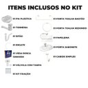 Ver imagem 4 de Pia Lavatório Banheiro Plástico 4L Branca + Kit Para Banheiro Redondo 5 Pçs Branco