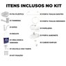 Pia Lavatório Banheiro Plástico 4L Branca + Kit Para Banheiro Redondo 5 Pçs Branco - 4