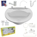 Ver imagem 1 de Pia Lavatório Banheiro Plástico 4L Branca + Kit Para Banheiro Redondo 5 Pçs Branco