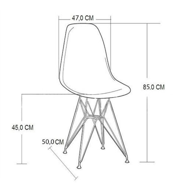 Mesa Sala de Jantar Industrial Clips Preta 135x75 com 6 Cadeiras Eiffel Pretas de Ferro Preto - 5