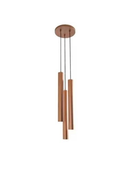 1 X Pendente Cilindro Tubo Triplo 35cm - Cobre - 3