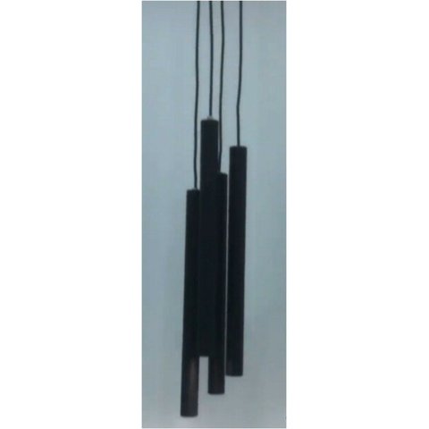 1 X Pendente Cilindro Tubo Quádruplo 35cm - Preto Fosco