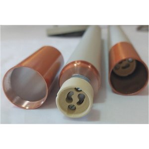 1 X Pendente Tubo Cilindro Duplo 49cm - Nude com Cobre