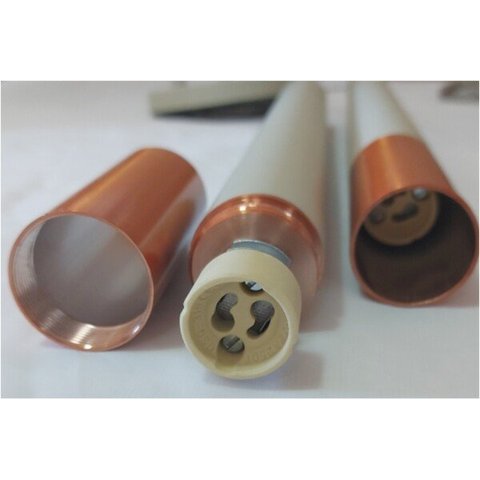 1 X Pendente Tubo Cilindro Duplo 49cm - Nude com Cobre