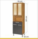 Ver imagem 3 de Paneleiro Torre Quente para Cozinha MDF com Portas de Vidro Burguesa Freijó/Cinza - Nesher