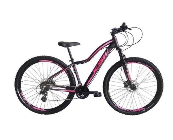 Bicicleta Aro 29 Ksw Mwza Alumínio 21v Feminina Freio a Disco Garfo Suspensão Preto/Rosa Tam.15 - 1