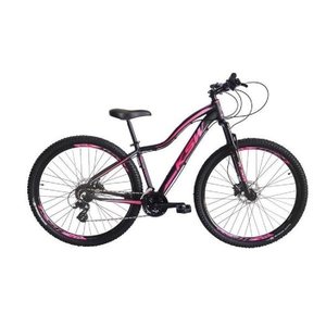 Bicicleta Aro 29 Ksw Mwza Alumínio 21v Feminina Freio a Disco Garfo Suspensão Preto/Rosa Tam.17