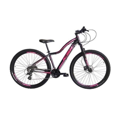Bicicleta Aro 29 Ksw Mwza Alumínio 21v Feminina Freio a Disco Garfo Suspensão Preto/Rosa Tam.17