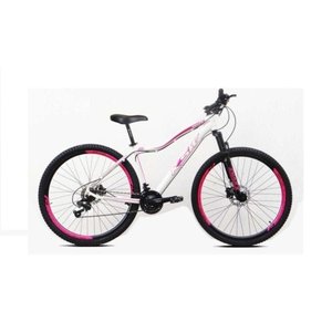 Bicicleta Aro 29 Ksw Mwza Alumínio 21v Feminina Freio a Disco Garfo Suspensão - Branco/Rosa - Tam.15