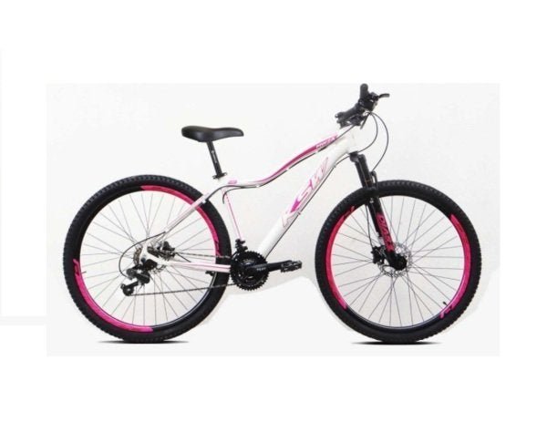 Bicicleta Aro 29 Ksw Mwza Alumínio 21v Feminina Freio a Disco Garfo Suspensão - Branco/Rosa - Tam.17 - 1