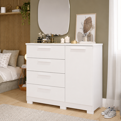 Cômoda Mavi 4 Gavetas 1 Porta MDF