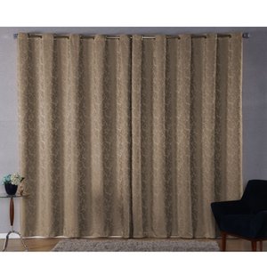 Cortina Sala Jacquard 2.80m X 1.70m Semi Blackout Requinte Varão Simples:Castor