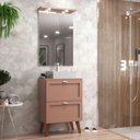 Ver imagem 1 de Gabinete para Banheiro com Tampo Cuba e Espelheira Organica 60cm Retro Mdf Rosa Milano - On Móveis