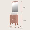 Ver imagem 4 de Gabinete para Banheiro com Tampo Cuba e Espelheira Organica 60cm Retro Mdf Rosa Milano - On Móveis