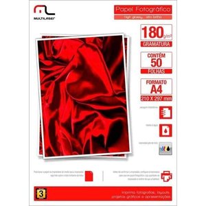 Papel Fotografico Glossy 180 Gr Tam. A4 com 50 Fls - Pe031
