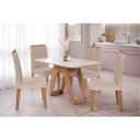 Ver imagem 1 de Conjunto: Mesa de Cozinha Carol Tampo Madeirado C/ Vidro 130x80cm e 4 Cadeiras Paola Savana/nature-