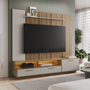Ver imagem 1 de Home Rack com Painel para TV até 75 Polegadas e Iluminação LED Ravenna Cor Cinza - Art In Móveis