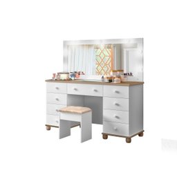 Penteadeira Camarim 9 Gavetas Potente com Led Branco/Amêndoa:Marrom-Claro - 2