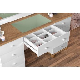 Penteadeira Camarim 9 Gavetas Potente com Led Branco/Amêndoa:Marrom-Claro - 3
