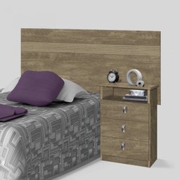 Cabeceira Solteiro com Mesa de Apoio Agata Cambel Móveis - 1