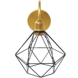 Kit 2 Luminárias Arandelas de Parede Aramada Diamante Preto P Industrial Retro Dourada Agp Ilumini - 4