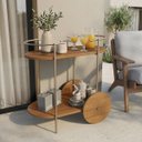 Ver imagem 1 de Carrinho Bar Multiuso Orla para Bebidas, Café, Bar, com Design Orgânico em Metal Dourado