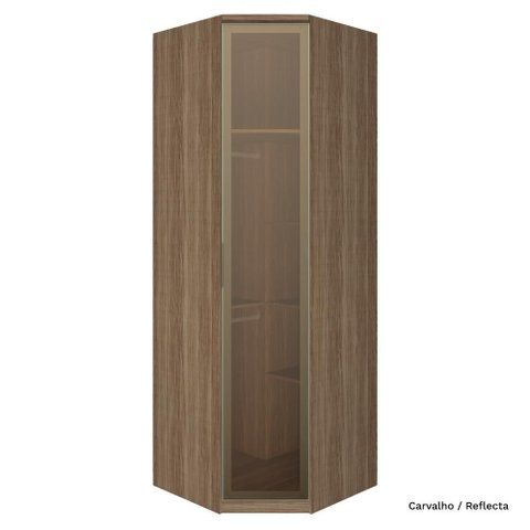 Guarda Roupa Modulado 01 Porta Vidro Canto Obliquo 245cm Setiba