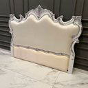 Ver imagem 3 de Cabeceira de Cama Casal Imperial Rainha Branco Perolado com Detalhes Prata
