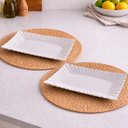 Ver imagem 2 de Travessas Petisqueiras Retangular Cerâmica 29x16cm Kit 2pçs