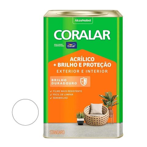 Tiinta Acrílica Semi Brilho Mais Brilho e Proteção Coralar Branco 18l - Coral