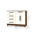 Ver imagem 3 de Cômoda Sapateira Huelva 5 Gavetas 2 Portas MDP MDF Marrom Mobiliart