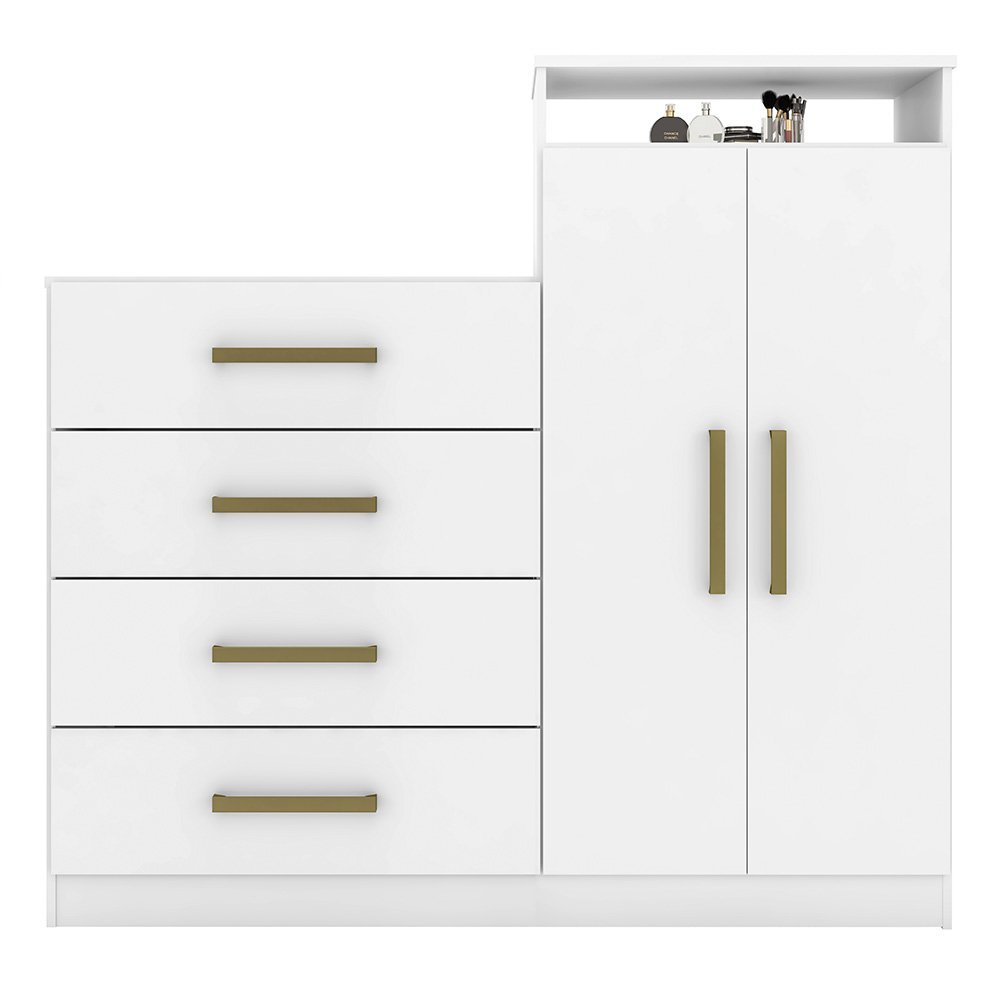 Cômoda 2 Portas 4 Gavetas Áurea Branco 4270 Demóbile - 2