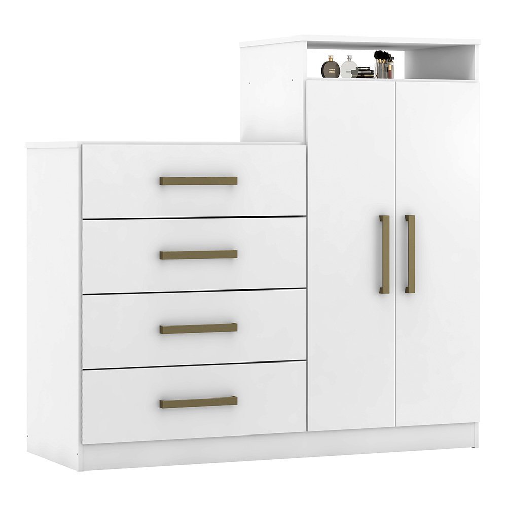 Cômoda 2 Portas 4 Gavetas Áurea Branco 4270 Demóbile