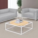 Ver imagem 2 de Mesa de Centro Sala 64x64x33cm Aço Branco e Madeira Industrial Moon Don Castro Decor