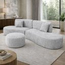 Ver imagem 1 de Sofá Virginia 250cm Luxo Sala Salão 3 Lugares Bouclé:prata/liso