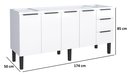 Ver imagem 3 de Gabinete Armário Cozinha Jupter Cozimax 1.80 Mt 100% Aço P/ Pia -balção 180 Cm -4 Portas- 3 Gavetas