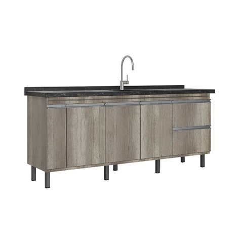 Gabinete de Cozinha 194cm Armário 100% MDF Madeira Barrique:Barrique