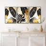Jogo de Quadros Decorativos Triplo Molduras Marília Folhagem Gold - Preto - 50cm Largura x 70cm Altu - 1