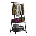 Ver imagem 1 de Arara de Roupas Sapateira Cabideiro Closet Multifuncional Prateleira Organização Casa Com Rodas